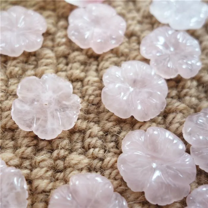 Rose Quartz Gemstone Flower Beads 28mm for Jewelry Setting