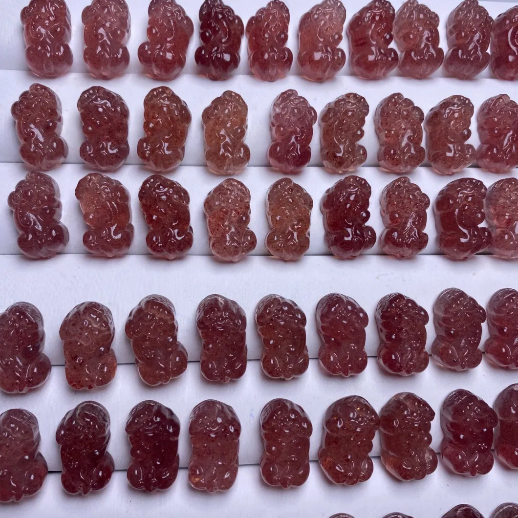 Natural Strawberry Quartz Pixiu Gemstone Beads for Your Bracelet Design